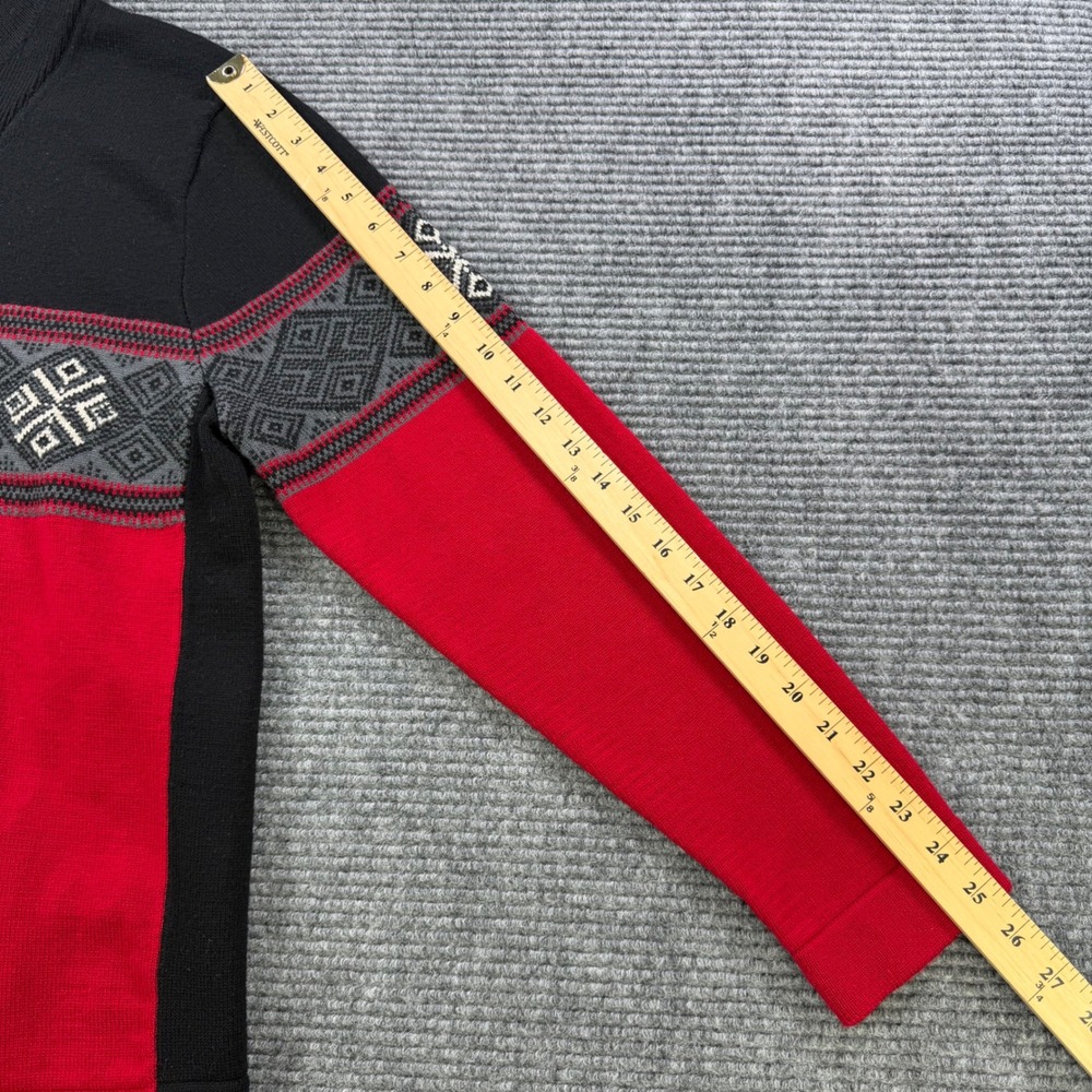 Eddie Bauer Sport Mens Medium Red Black 100% Merino Wool Snowflake Sweater - Picture 13 of 14